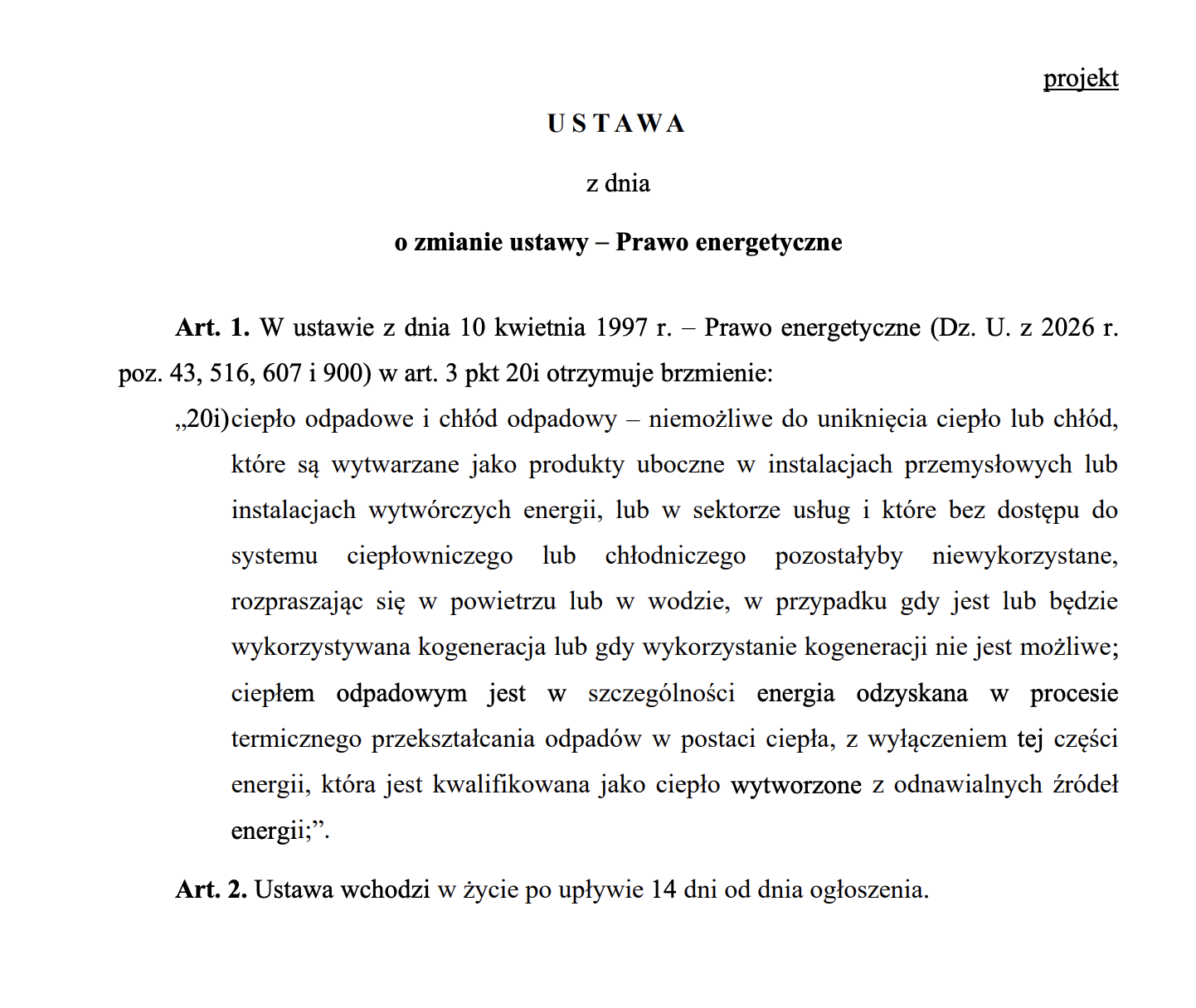 Opinia dotyczącą projektu ustawy o zmianie ustawy – Prawo energetyczne (druk senacki nr 800).